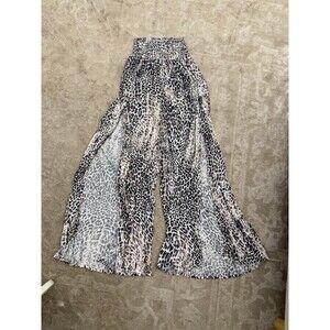 REWASH BRAND, FRONT WRAP WIDE LEG PANT SLIT FRONT **LEOPARD PRINT** Med